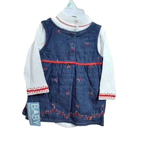 Baby Headquarters YK 2 Piece Set 18 Months Denim Dress & Snap Bottom Top NWT - Picture 6 of 14